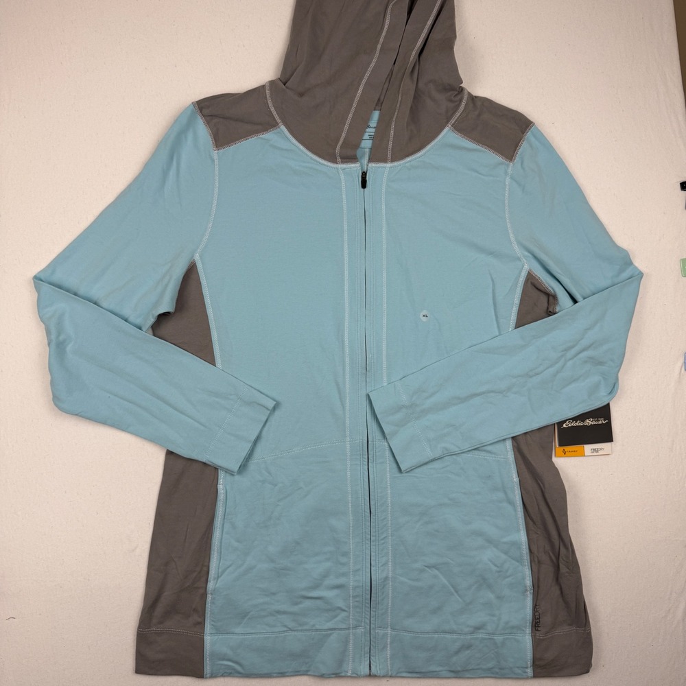 Eddie Bauer Travex FreeDry Full Zip Hoodie Blue Gray XL Womens
